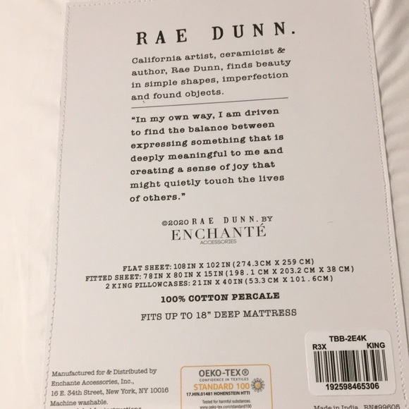 King sheet set RAE DUNN🖤 “RELAX” NWT! - Picture 11 of 11